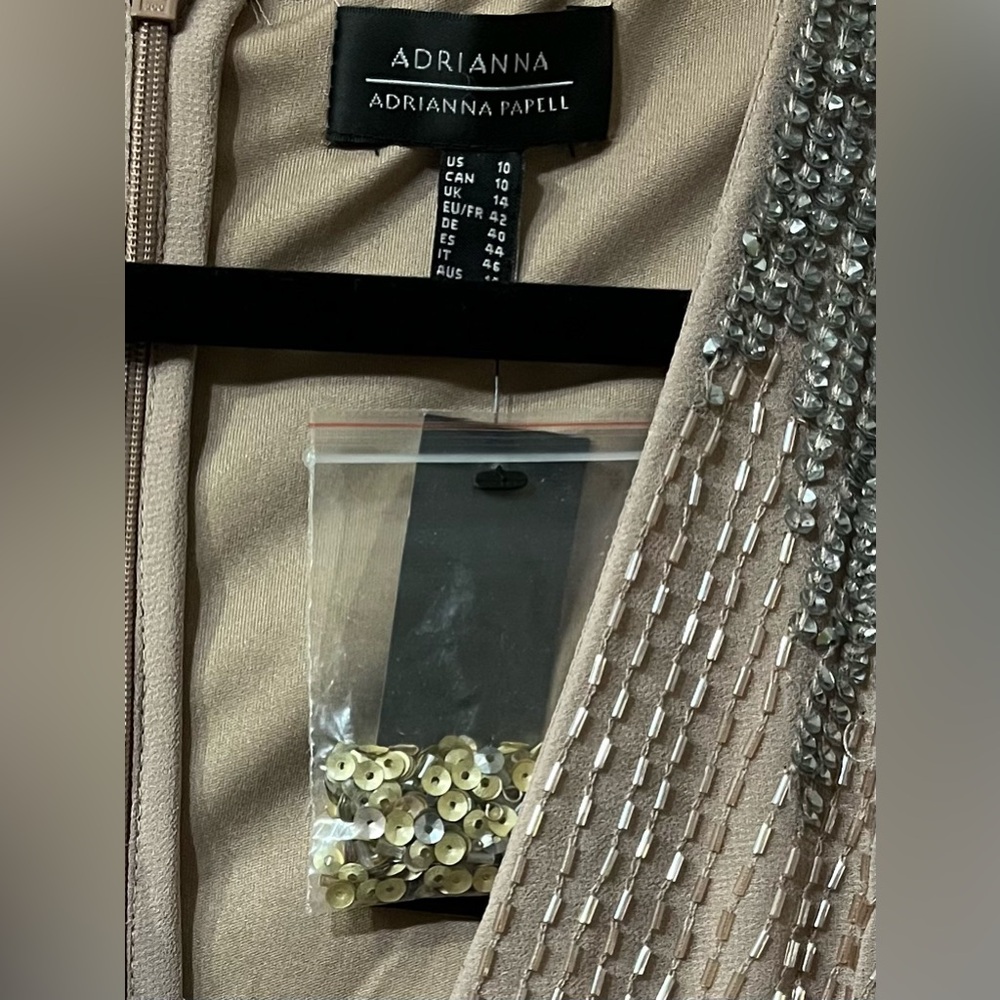 NEW Adrianna by Adrianna Papell Beaded Dolman-Sleeve Dress – Size 10 (Blush) - Picture 7 of 8
